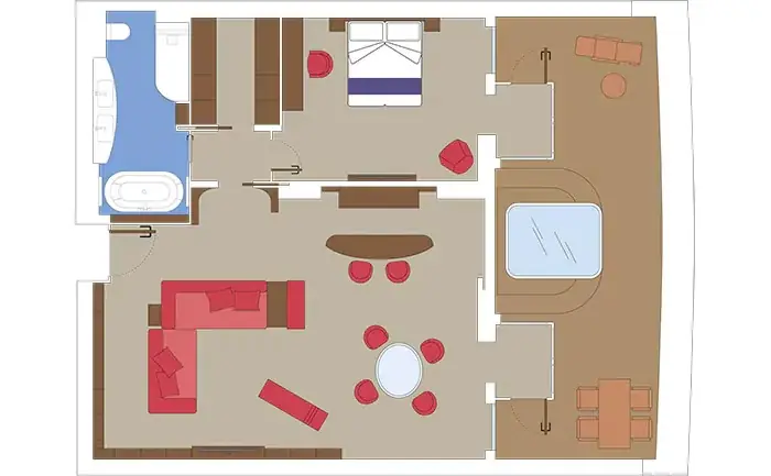 MSC Yacht Club Owner's Suite with terrace,whirlpool bath(Module 78-104sqm-Balcony 48-65sqm-Decks16-18)